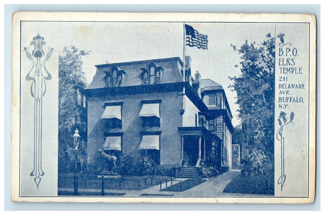 c1910s BPO Elks Temple Delaware Avenue Buffalo New York NY Art Nouveau Postcard