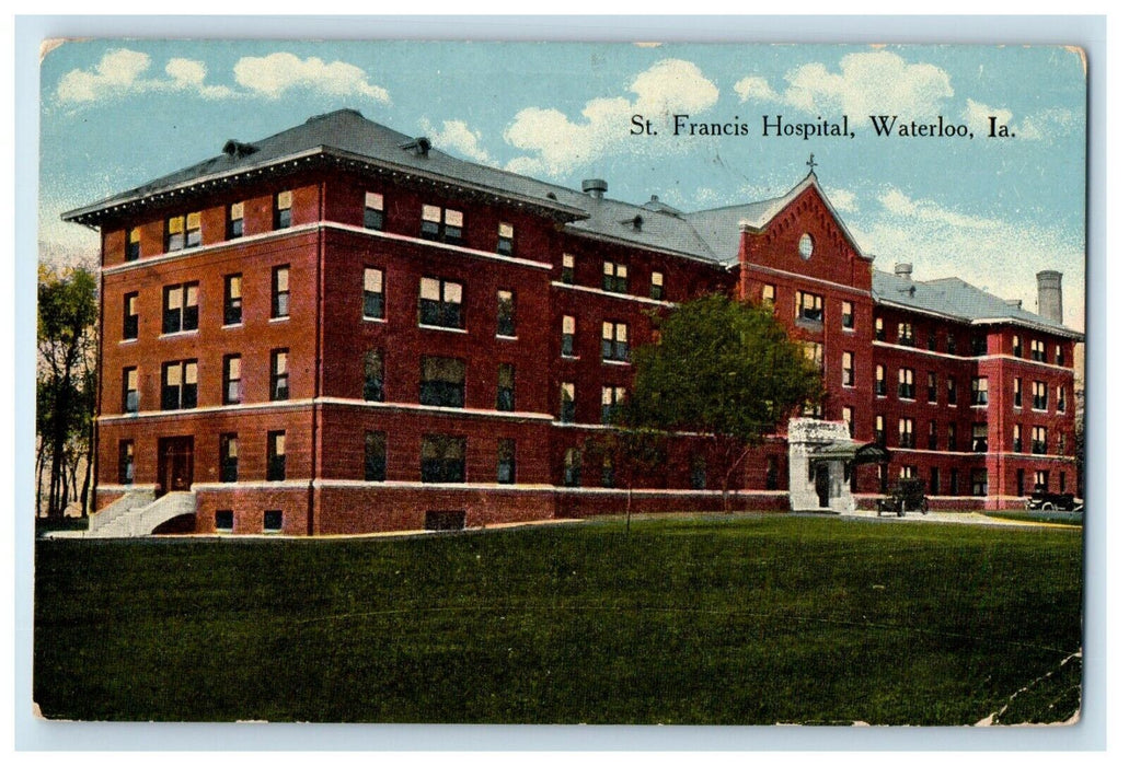 1915 St. Francis Hospital Building Waterloo Iowa IA Posted Antique Postcard