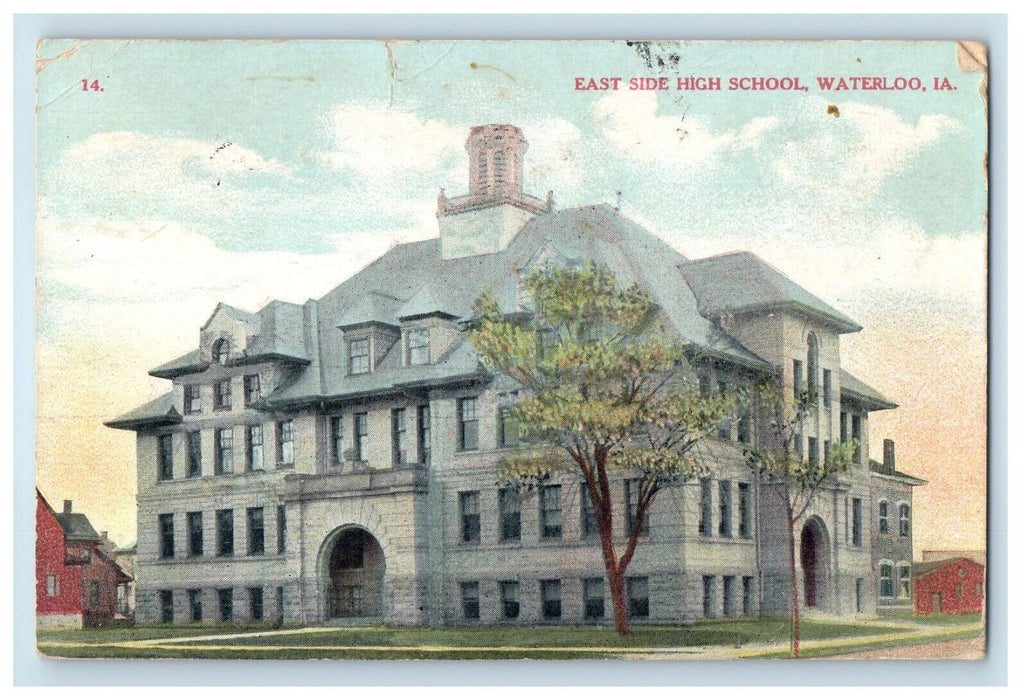 c1910's East Side High School Waterloo Jesup Iowa IA Posted Antique Postcard