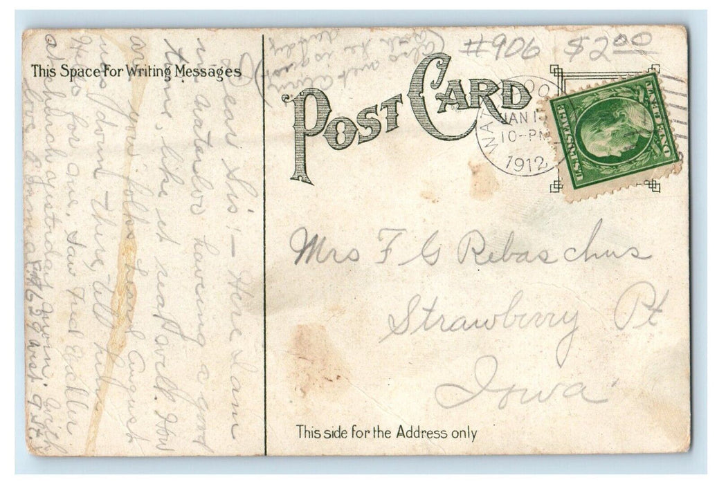 1912 Hotel Ellis Building Street View Waterloo Iowa IA Posted Antique Postcard