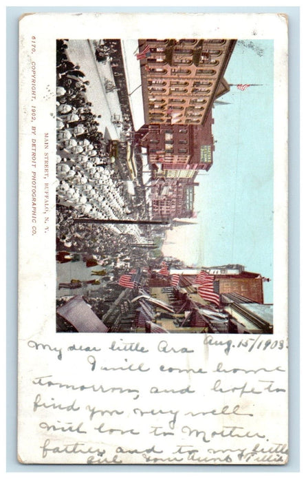 1903 Main Street Parade Trolley Train Buffalo New York NY Antique Postcard