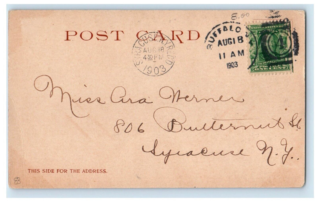 1903 Main Street Parade Trolley Train Buffalo New York NY Antique Postcard