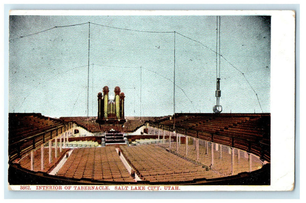 c1905s Interior of Tabernacle, Salt Lake City Utah UT Posted Antique Postcard