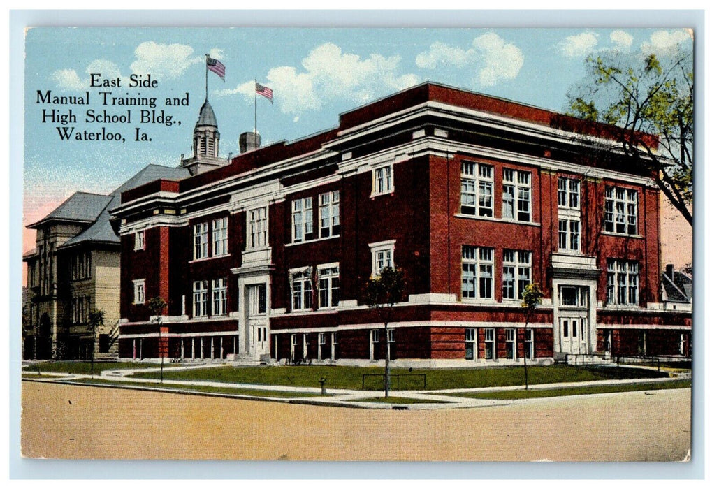 c1910's East Side And Manual Training High School Building Waterloo IA Postcard