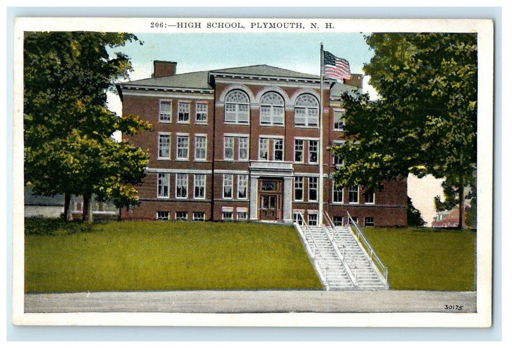 View Of High School Building Plymouth New Hampshire NH Vintage Postcard