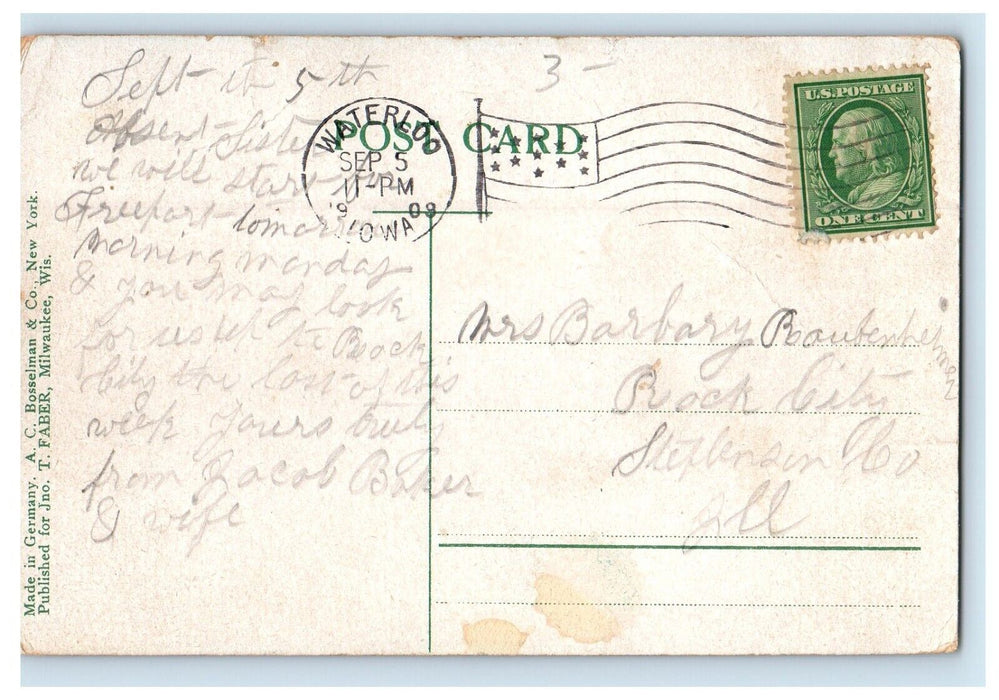 1909 East Side High School Building Waterloo Iowa IA Posted Antique Postcard