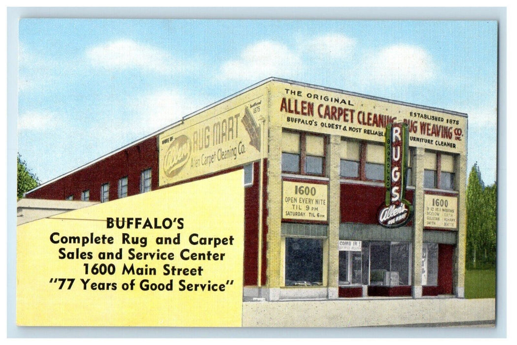 c1940s Allen Carpet Cleaning Rug Weaving Buffalo NY Advertising Postcard