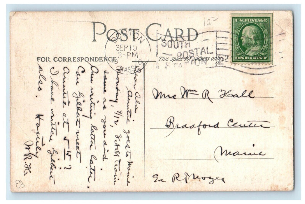 1910 Glen H. Curtis Flying Airplane Aviator Boston Massachusetts MA Postcard
