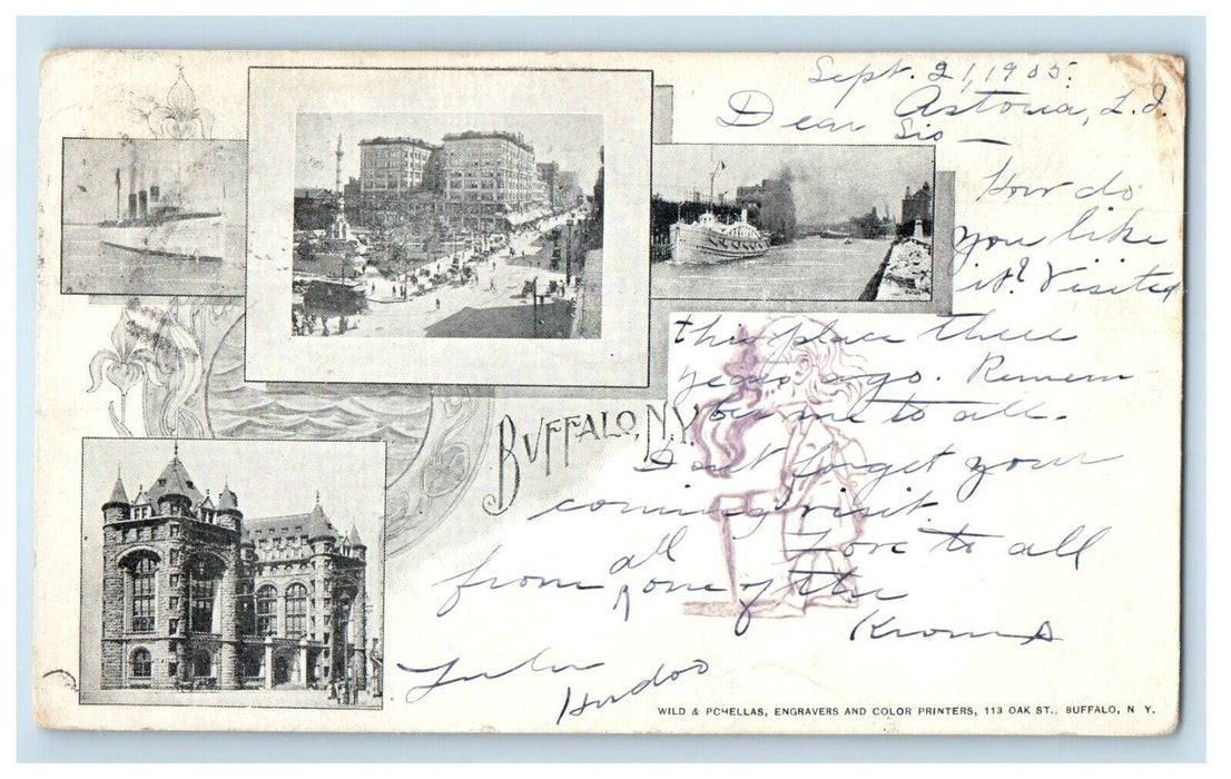 1905 Multiview Of Buffalo New York NY, Buildings Steamer Ship PMC Postcard