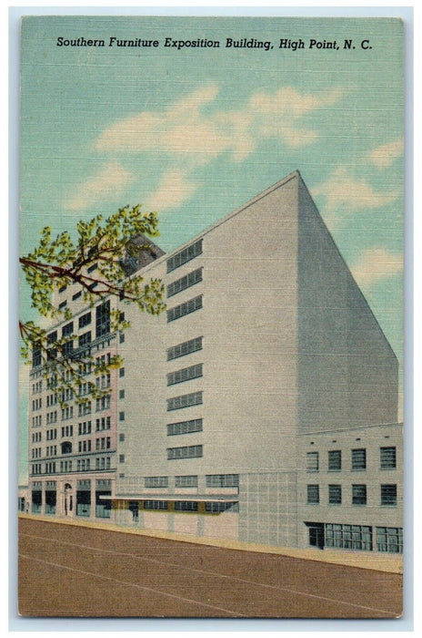 High Point NC, Southern Furniture Exposition Building Street View Postcard