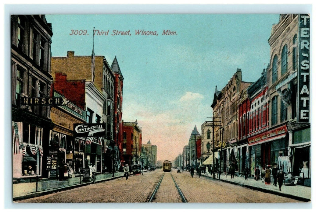 Third Street Winona Minnesota - Interesting Comment - c1910 Antique Postcard