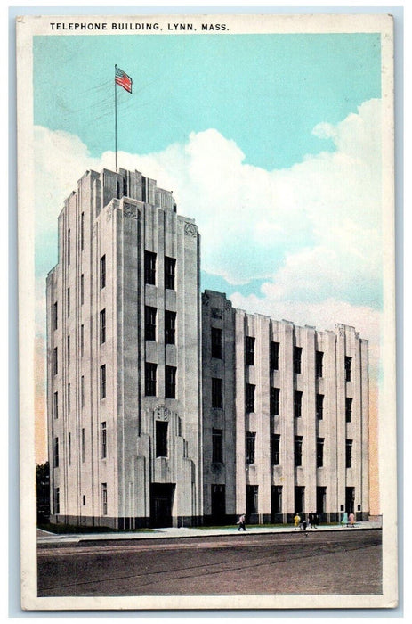 c1930's Telephone Building Street View Lynn Massachusetts MA Vintage Postcard