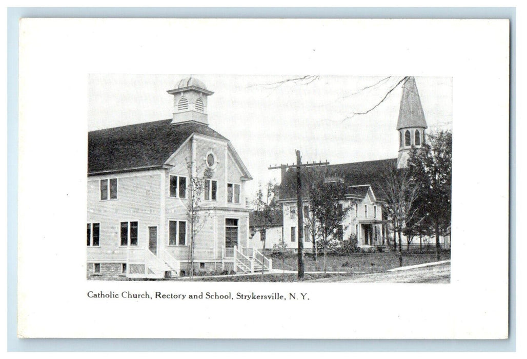 c1910's Catholic Church Rectory And School Strykersville NY Antique Postcard