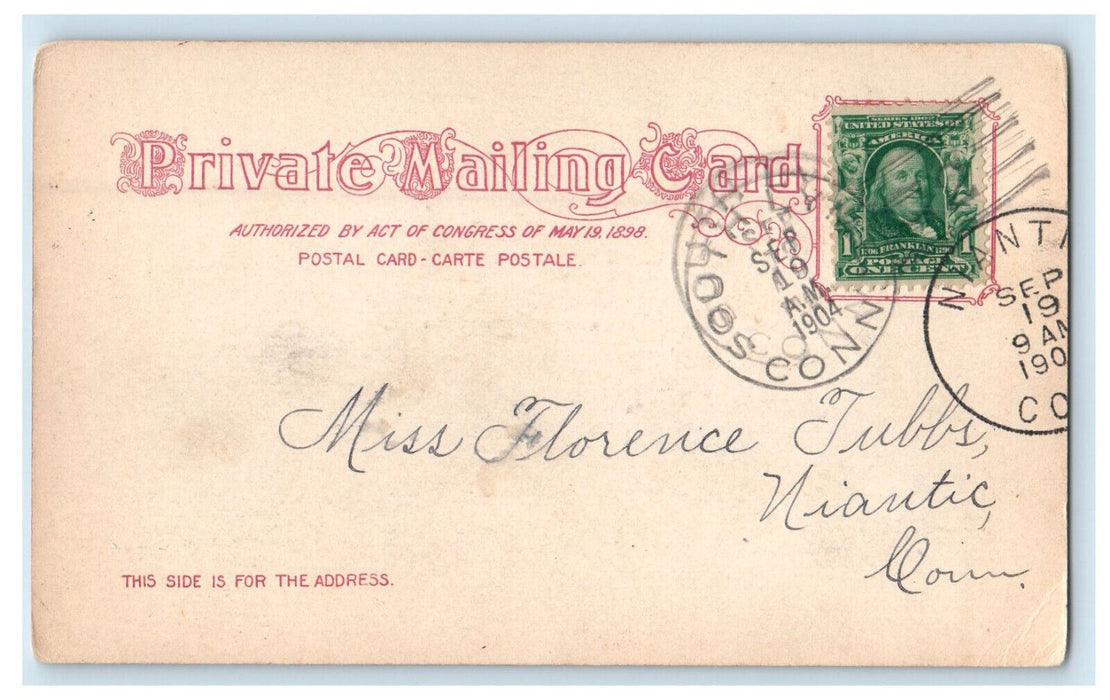 1904 Astor House, Post Office, Niantic Connecticut CT Posted PMC Postcard