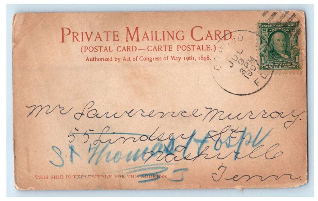 1907 Along Indian River at Rockledge Florida FL Posted Ormond FL Postcard