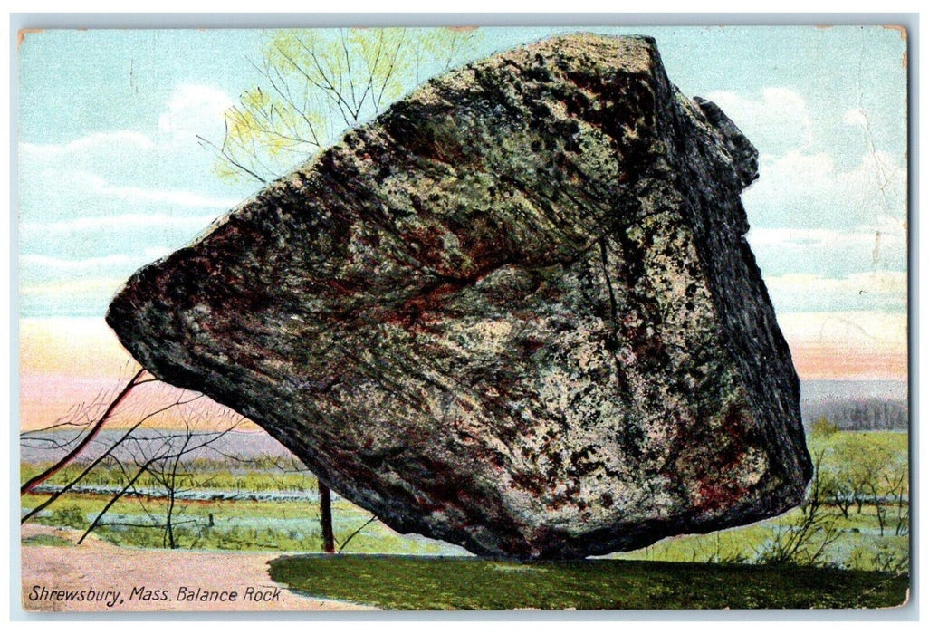 c1910's A View Of Balance Rock Shrewsbury Massachusetts MA Antique Postcard