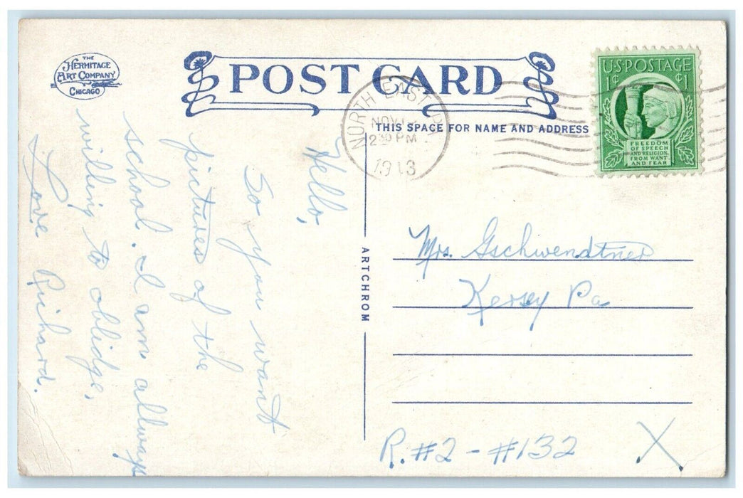 1943 St. Mary's College Building North East PA, Air View Looking East Postcard