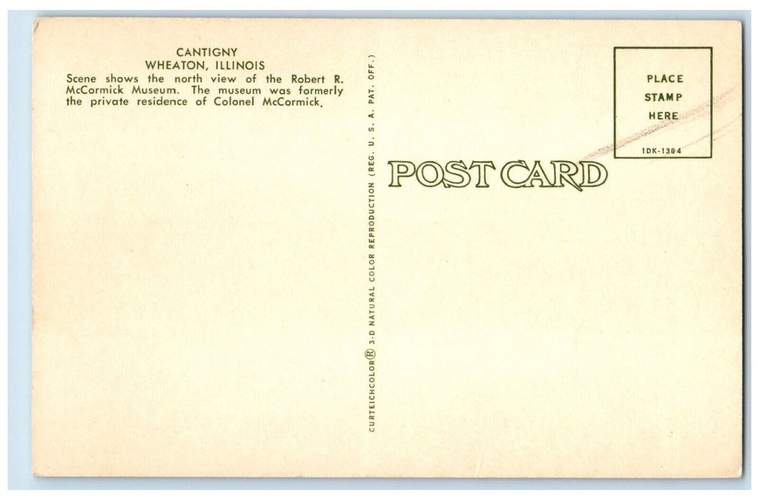 c1960's Robert R McCormick Museum Catigny Wheaton, Illinois IL Postcard