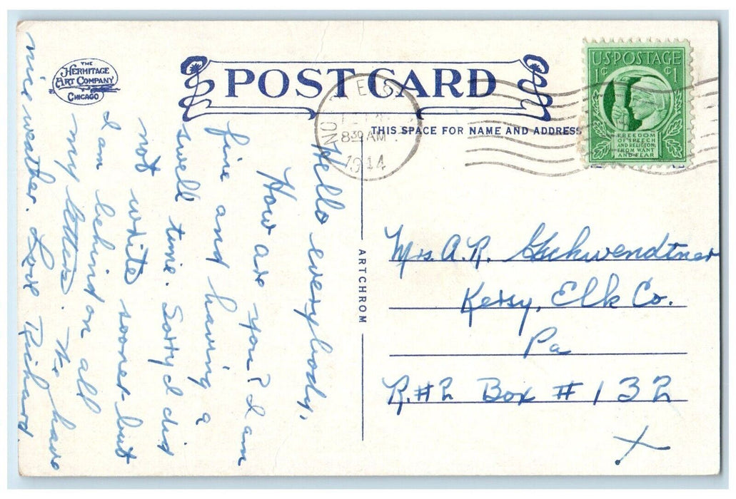 1914 St. Mary's College North East Pennsylvania PA, Air View Rear Postcard