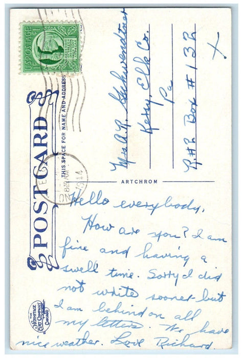 1914 St. Mary's College North East Pennsylvania PA, Air View Rear Postcard