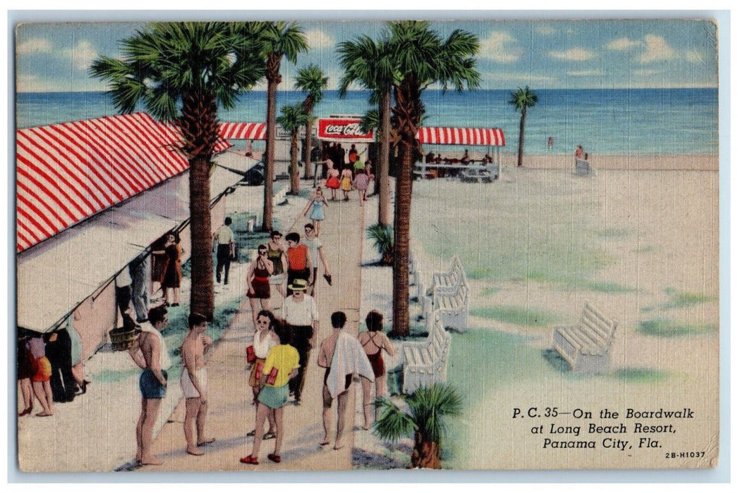 1946 On The Boardwalk at Long Beach Resort Panama City FL Vintage Postcard