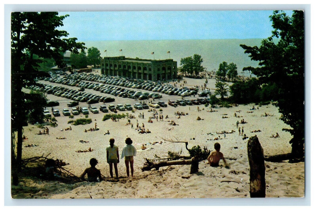 c1950's Indiana Dunes State Park Pavilion Bath House Chesterton IN Postcard
