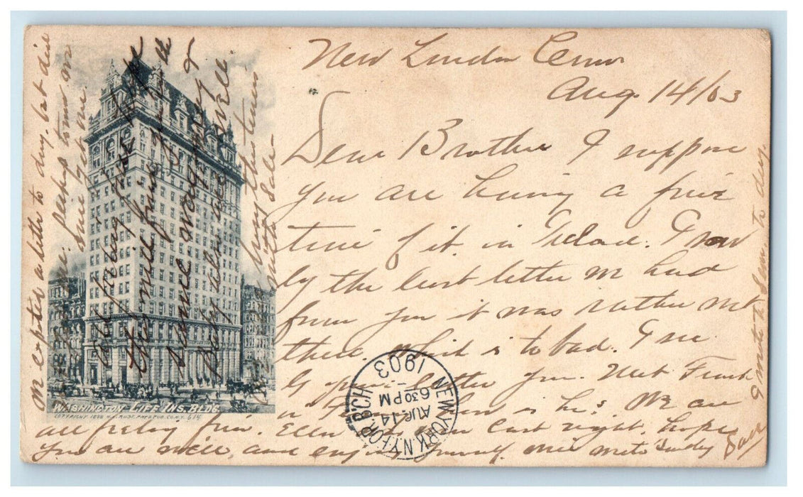 1903 Washington Life Ins. Building New York City New York PMC Postcard