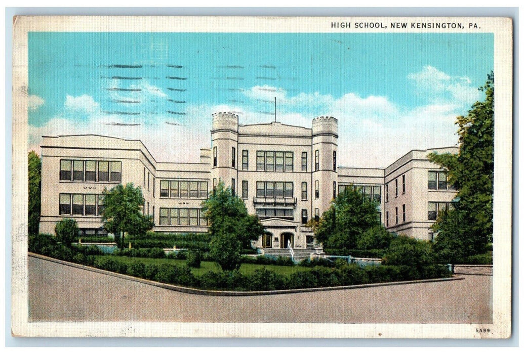 1935 High School Building Street View New Kensington Pennsylvania PA Postcard