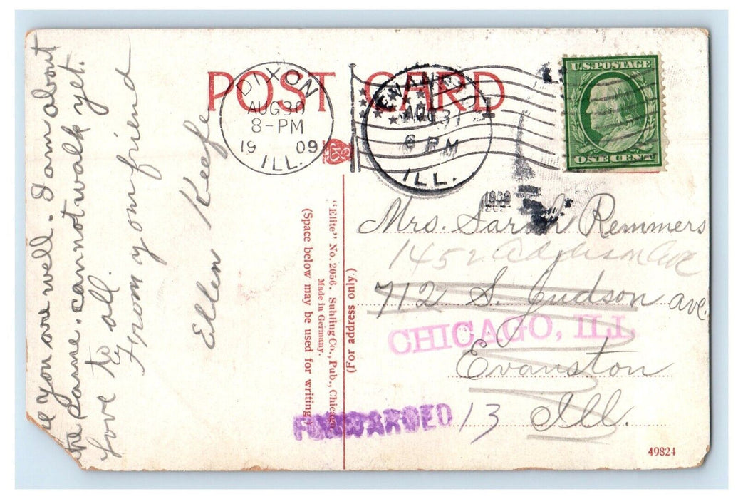 1909 View Of River Dirt Road Dixon Illinois IL Posted Antique Postcard