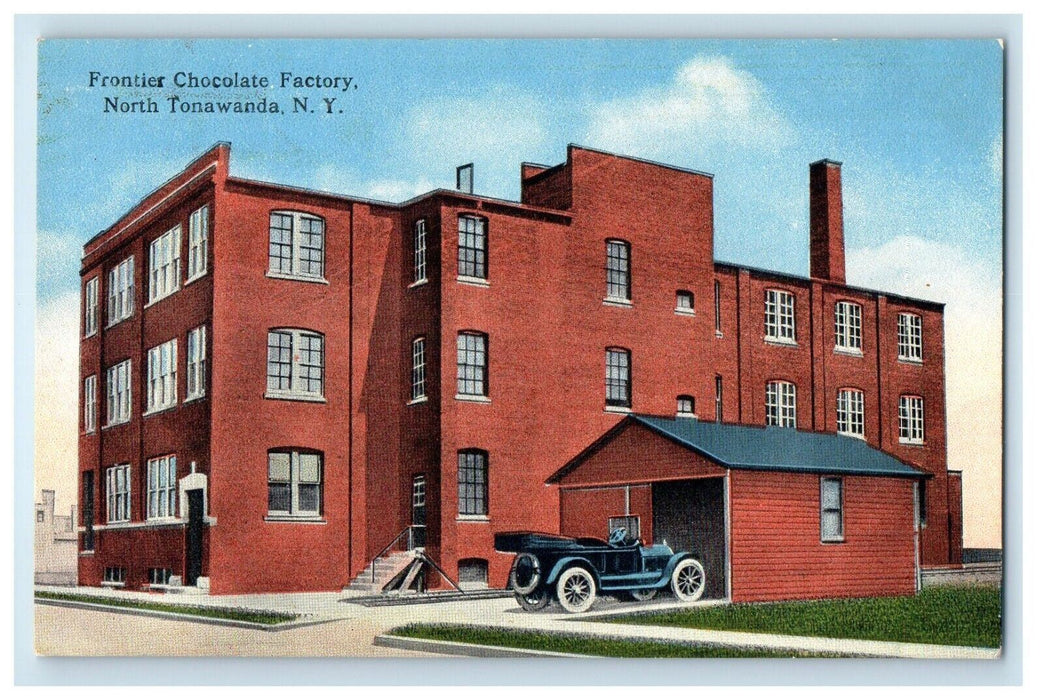 c1930's Frontier Chocolate Factory Car Garage North Tonawanda NY Postcard