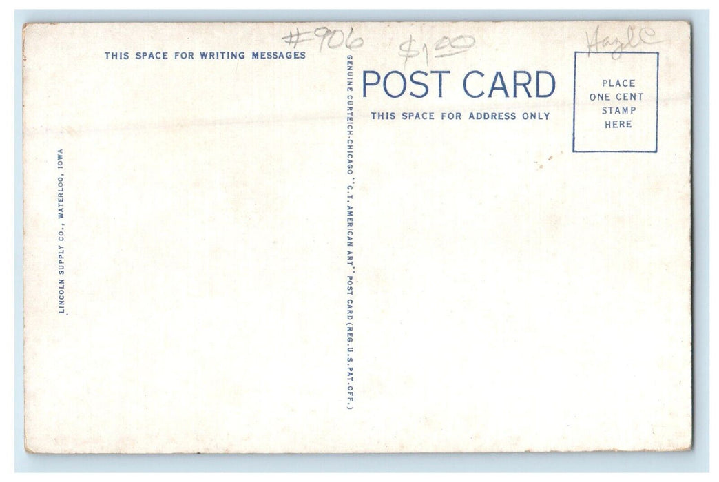 c1930's Unites States Post Office Cars And Court House Waterloo Iowa IA Postcard
