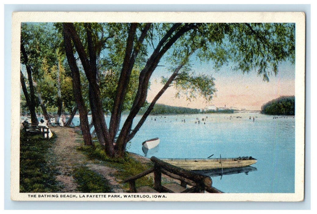 c1920's The Bathing Beach La Fayette Park Waterloo Iowa IA Unposted Postcard