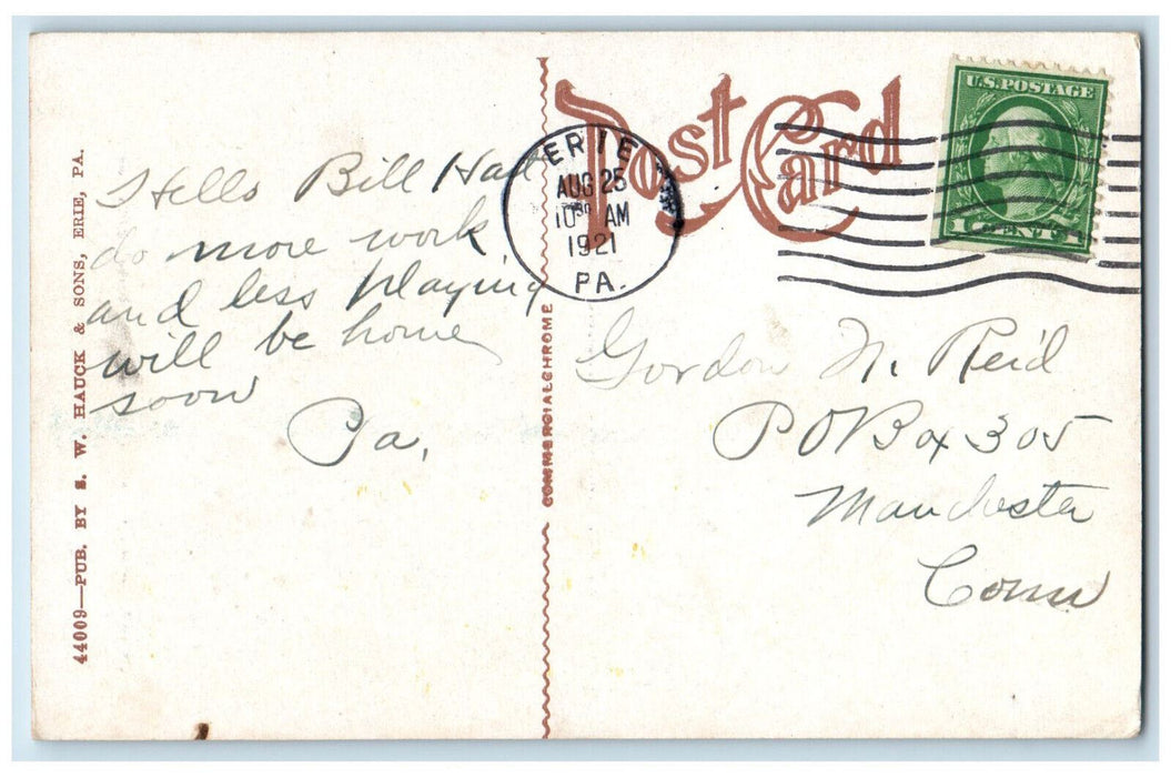 1921 Boat Scene, Lagoon at Waldameer Park, Erie Pennsylvania PA Postcard