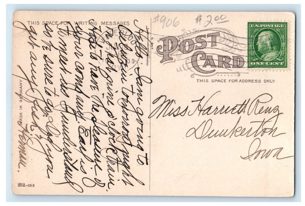 1909 A View Of South Street Waterloo Iowa IA Posted Antique Postcard