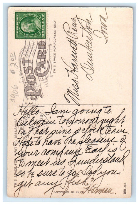 1909 A View Of South Street Waterloo Iowa IA Posted Antique Postcard