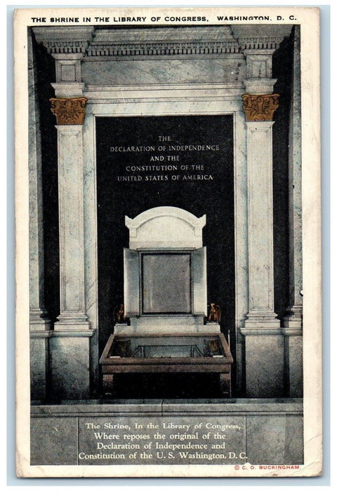 1931 The Shrine In The Library Of Congress Washington DC Vintage Postcard