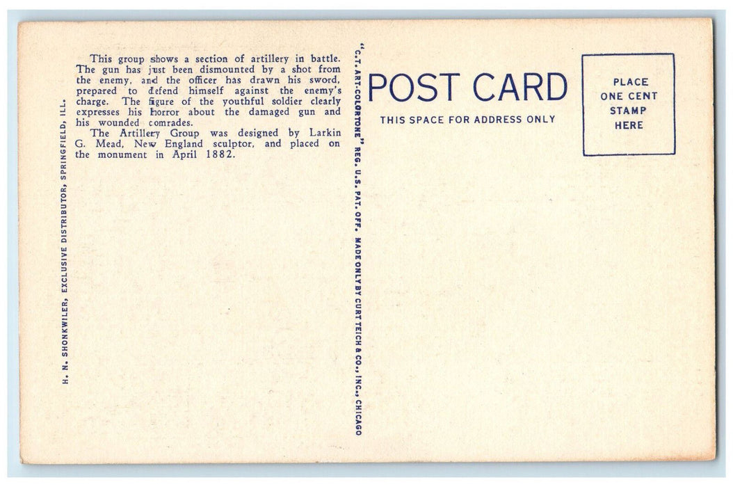 c1940's Artillery Group on Lincoln Monument Springfield Illinois IL Postcard