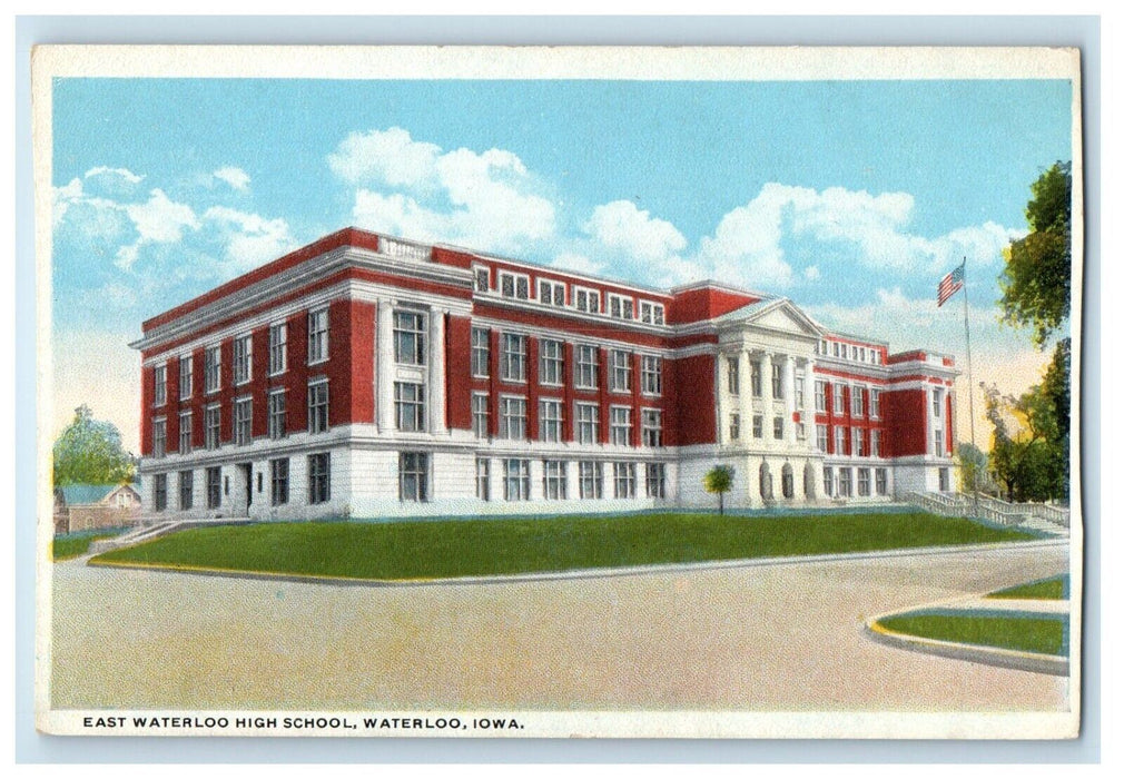 c1920's East Waterloo High School Waterloo Iowa IA Posted Antique Postcard