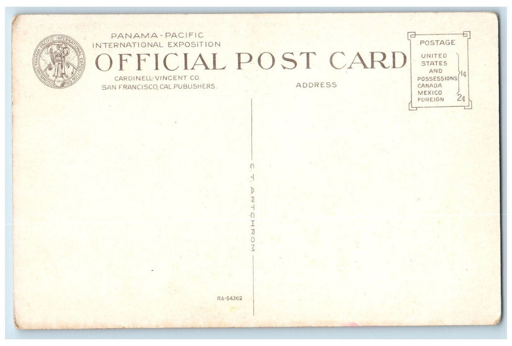 1915 Palace of Varied Industries Pan Pacific International Exposition Postcard