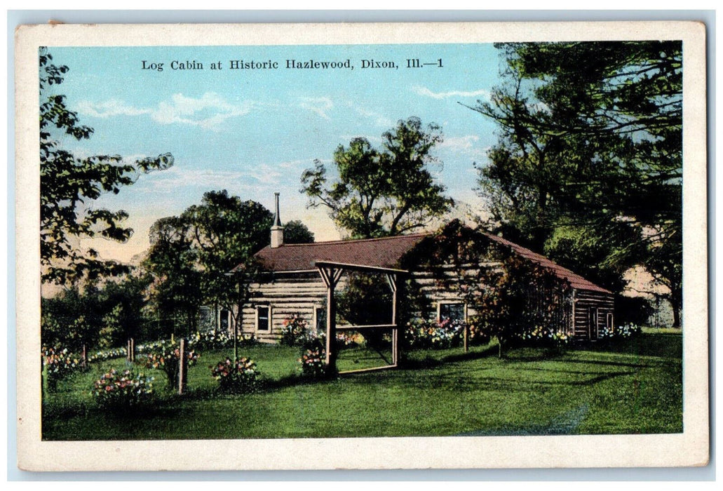 c1920's Login Cabin at Historic Hazlewood Dixon Illinois IL Postcard
