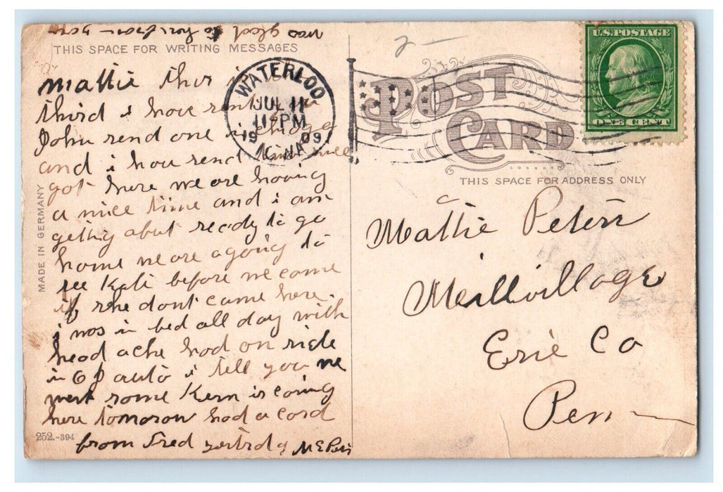 1909 La Fayette Building And City Hall Waterloo Iowa IA Posted Antique Postcard