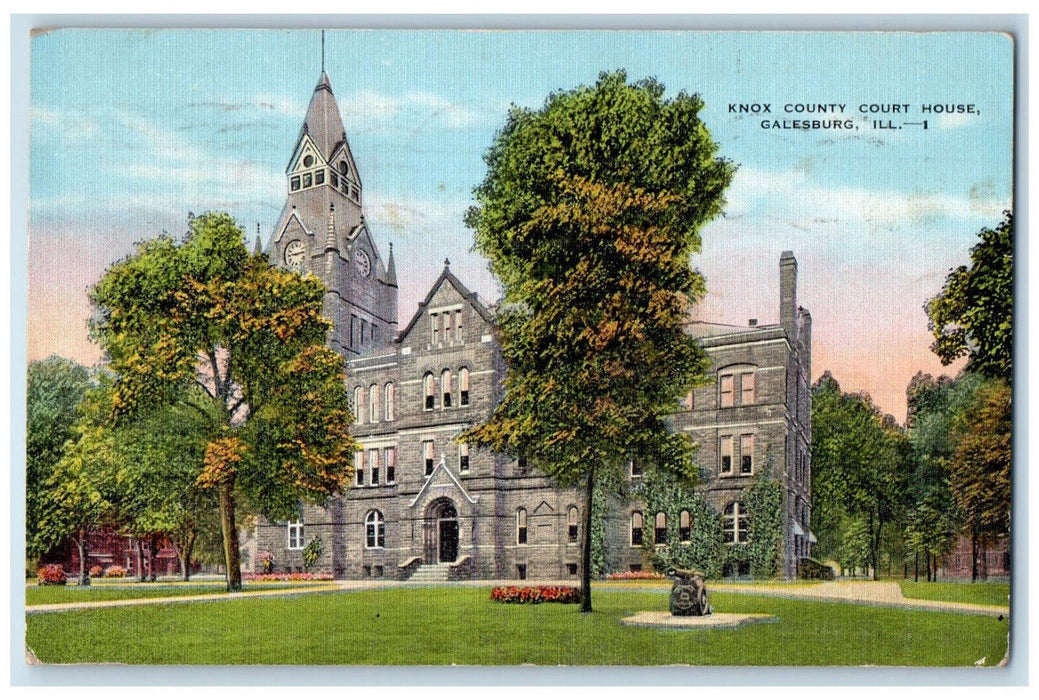 1937 Cannon, Knox County Court House, Galesburg Illinois IL Postcard