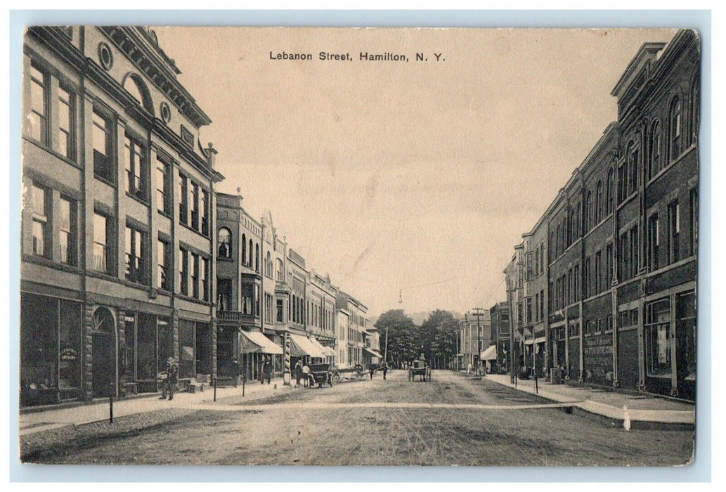 1908 Lebanon Street View Buildings Horse And Wagon Hamilton New York NY Postcard