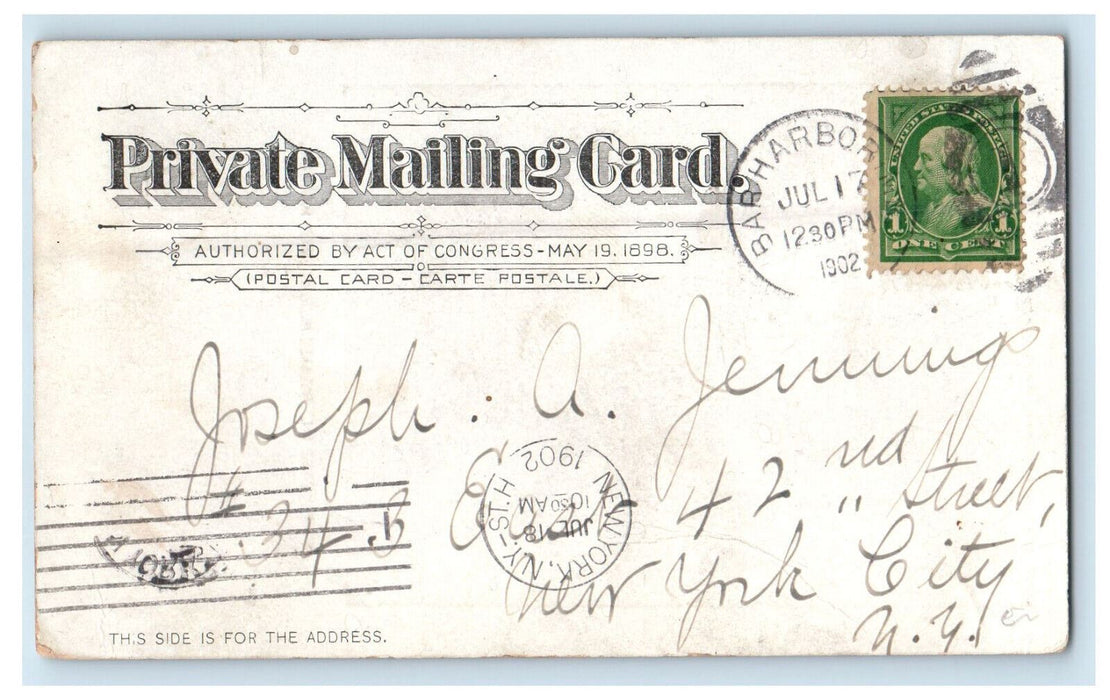 1902 Porcupine Island By Moonlight, Bar Harbor ME PMC Antique Posted Postcard