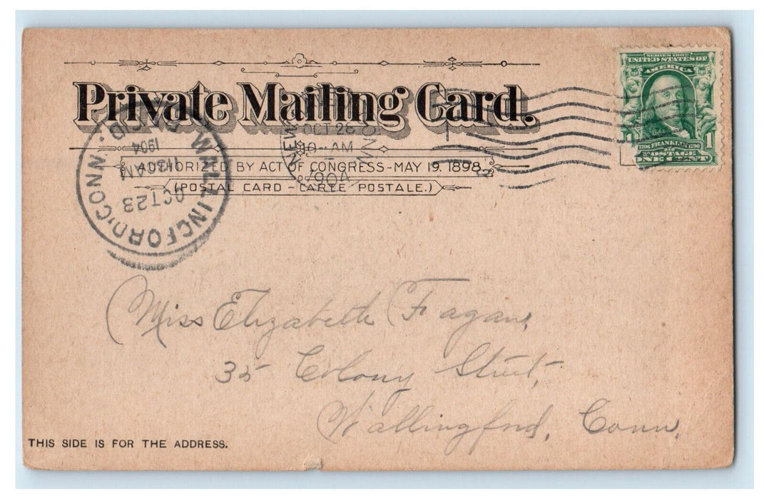 1904 Art School Yale University Connecticut CT Posted Antique PMC Postcard