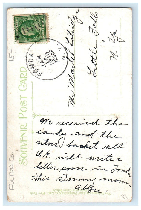 1910 FJ And G. R. R. Train Station Depot Gloversville New York NY Postcard
