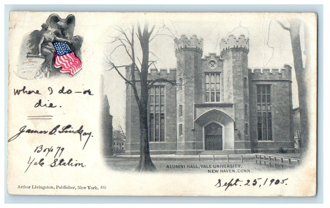1905 Alumni Hall, Yale University, New Haven CT Phelps NY PMC Postcard