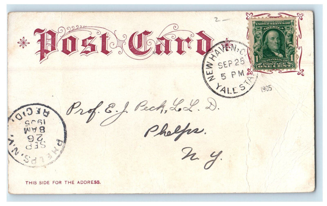 1905 Alumni Hall, Yale University, New Haven CT Phelps NY PMC Postcard