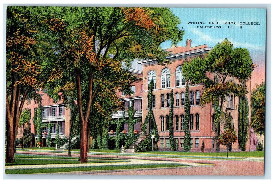 c1940's Whiting Hall Knox College Galesburg Illinois IL Vintage Postcard