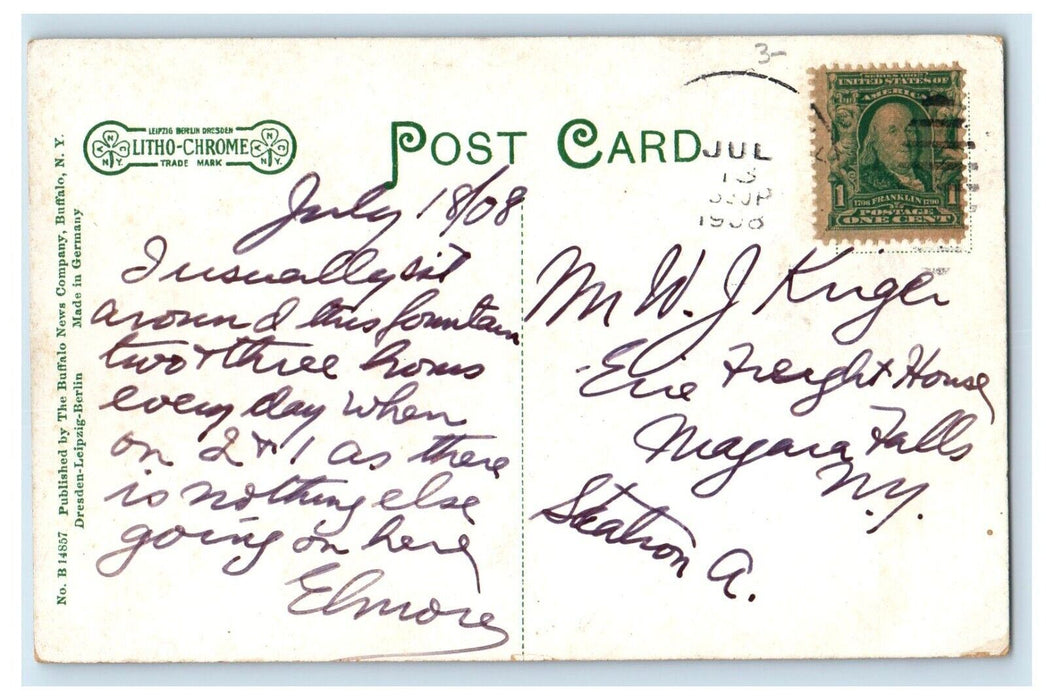 1908 High School Building Campus Canon Hornell New York NY Antique Postcard